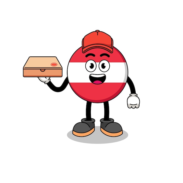 Austria flag illustration as a pizza deliveryman character design