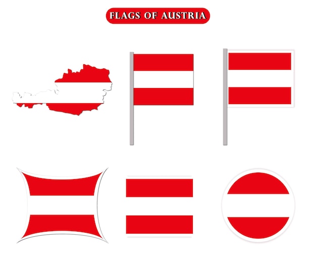 Austria Flags on many objects illustration