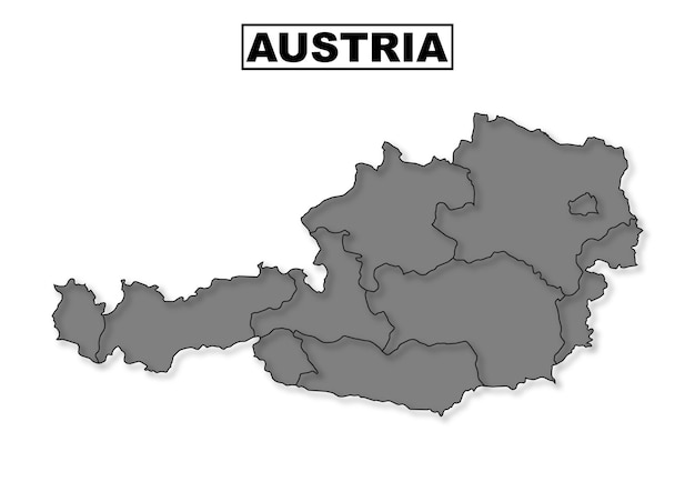 Vettore profilo grigio della mappa dell'austria con stati o province