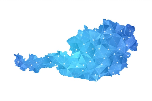 Austria map line dots polygonal abstract geometric.