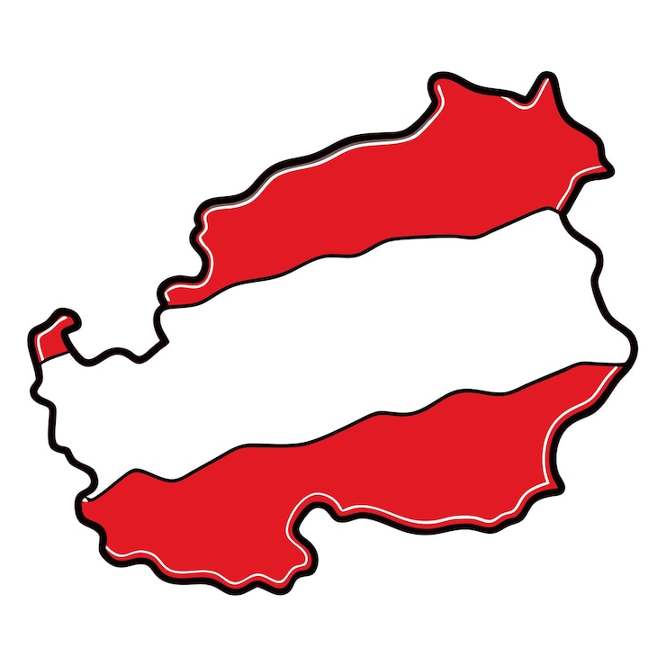 वेक्टर austria map with in flag silhouette