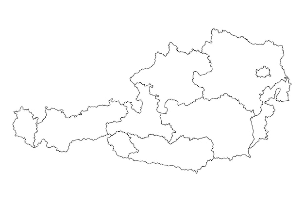 Austria map with states Vector illustration