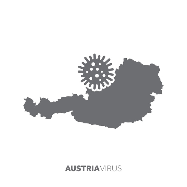 Austria map with a virus microbe illness and disease outbreak