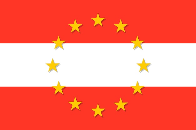 オーストリアの国旗はeu (欧州連合) を中心に描かれています