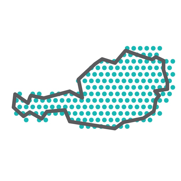 Vector austria simple outline map with green halftone dot pattern