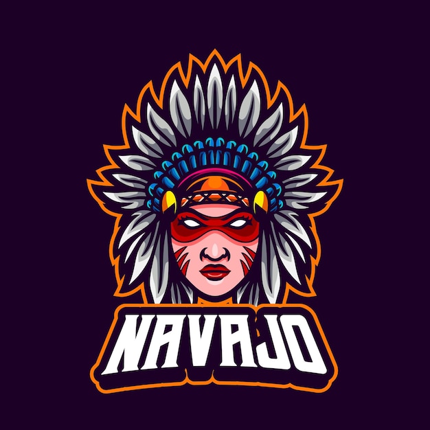 Vector authentic american native girl mascot cartoon design