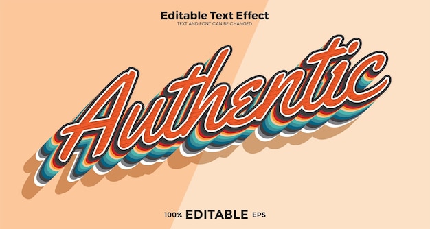 Вектор Аутентичный редактируемый текстовый эффект в современном трендовом стиле