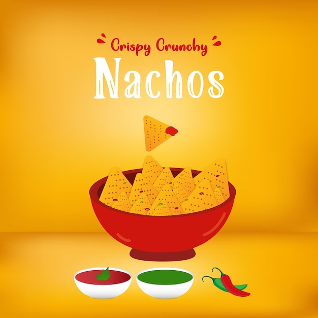 Authentic mexican snack nachos food with gradient background