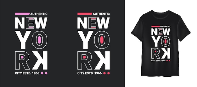 Autentiche citazioni di new york city estd 1996 o tipografia tshirt design premium vector