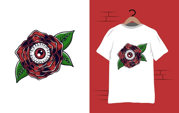 Vector authentic rose and eye tshirt design vector