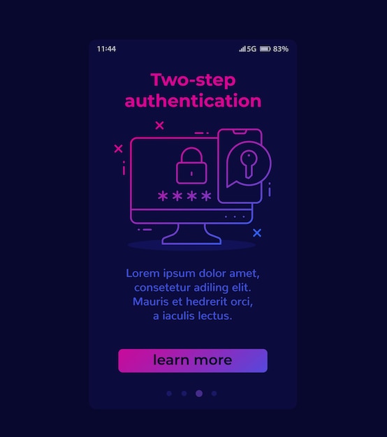 Authenticatie in twee stappen mobiele banner met icoon
