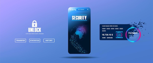 モバイル デバイスを介した銀行への認証とログイン 決済ビジネス コンセプト オンライン バンキングのハッキング保護 携帯電話を使用した銀行カード