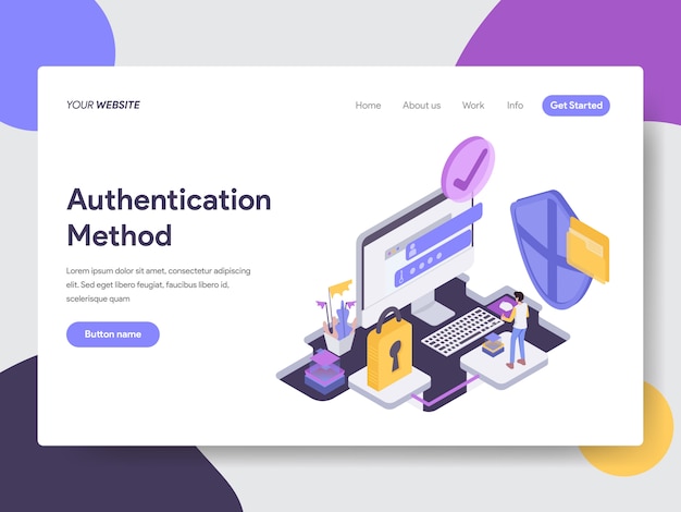 Authentication Method Isometric Illustration for Web Pages