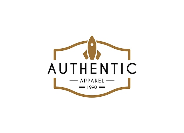 Authentieke raket kleding doek logo ontwerp vector