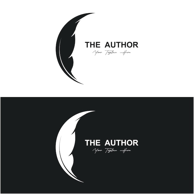 author's feather logo vector icon illustration design logo for writer author and brand company