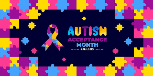 Vector autism acceptance month background for banner design template celebrate in april