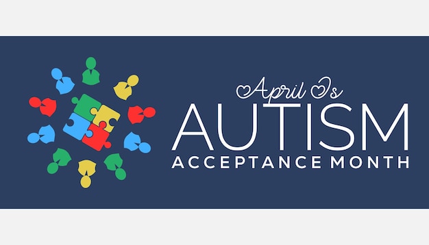 Вектор Месяц принятия аутизма отмечается каждый год в апреле