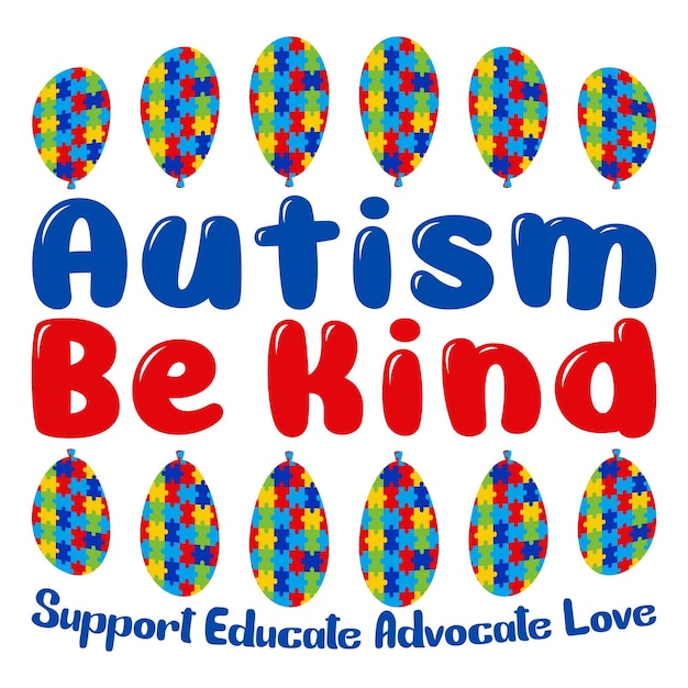 Vettore autism awareness day t-shirt design tipografia illustrazione vettoriale