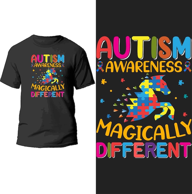 autism awareness magically different t shirt design.