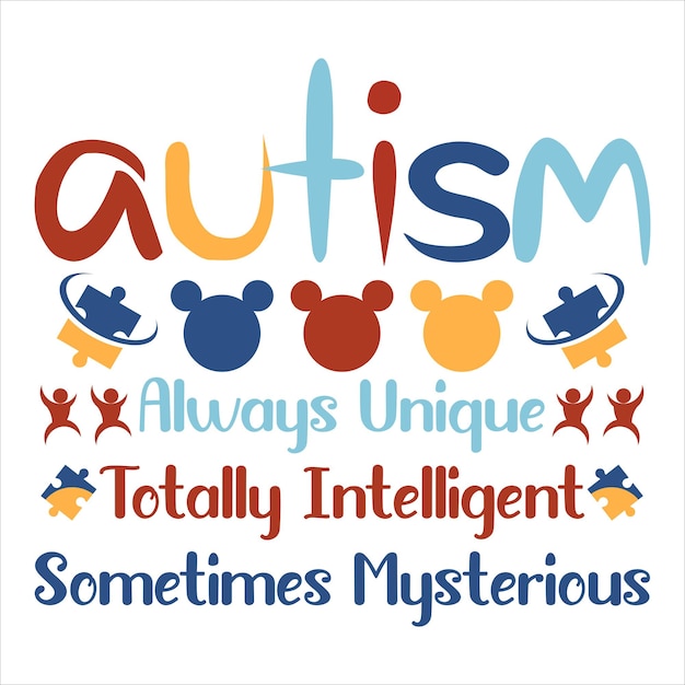 자폐증 인식 티셔츠 디자인, SVG 디자인, 타이포그래피 디자인, 벡터, 일러스트레이션, 그래픽 디자인
