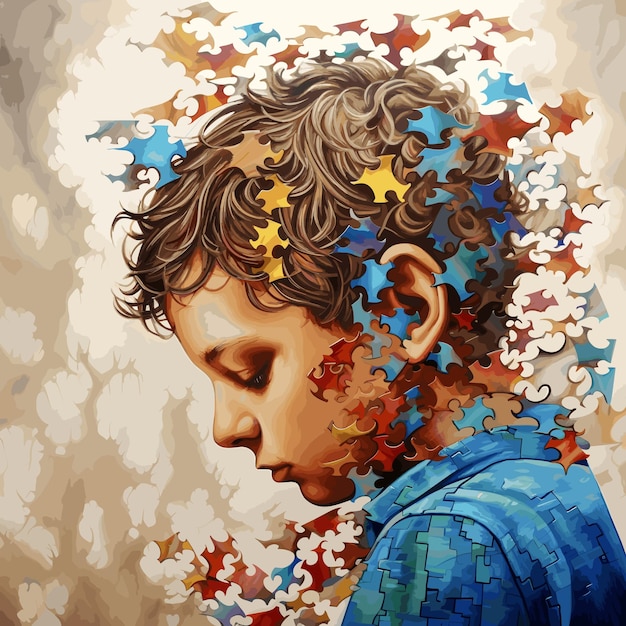 Autism Boy Sublimation vector illustration