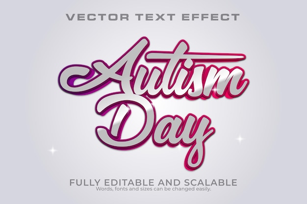 Vettore autism day 3d text effect 100 editable eps file parola e carattere possono essere cambiati