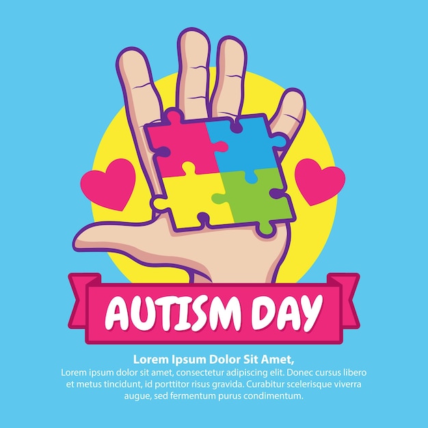 Vettore giornata dell'autismo puzzle in mano illustrazione