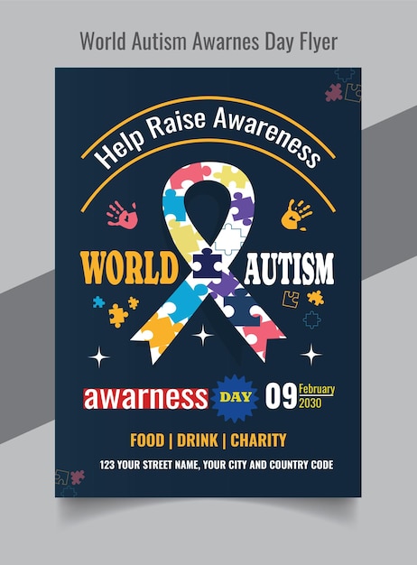 Vector autism day world autism awareness day flyer