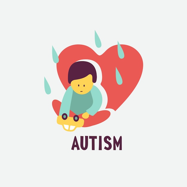 Autismo. primi segni di sindrome autistica nei bambini. emblema di vettore. icona di disturbo dello spettro autistico dei bambini asd. segni e sintomi di autismo in un bambino.