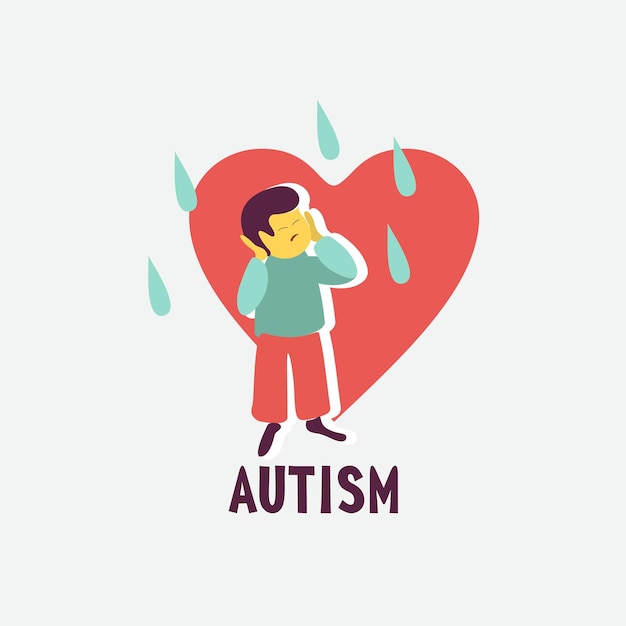 Аутизм. ранние признаки синдрома аутизма у детей. векторная эмблема. значок расстройства аутистического спектра детей asd. признаки и симптомы аутизма у ребенка.