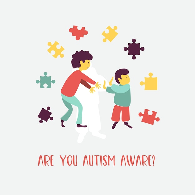 벡터 자폐성. 어린이 자폐 증후군의 초기 징후. 벡터 상징입니다. 어린이 자폐증 스펙트럼 장애 asd 아이콘입니다. 어린이의 자폐증 징후와 증상.
