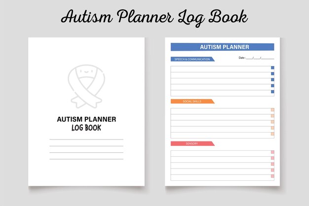 Vector autism planner log book kdp interior