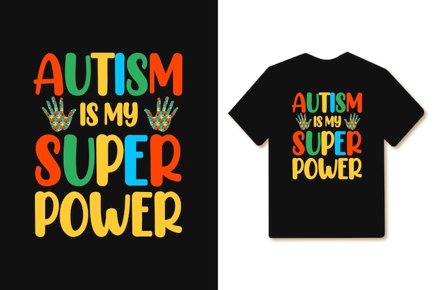 T 셔츠 디자인을 위한 자폐증 타이포그래피 레터링