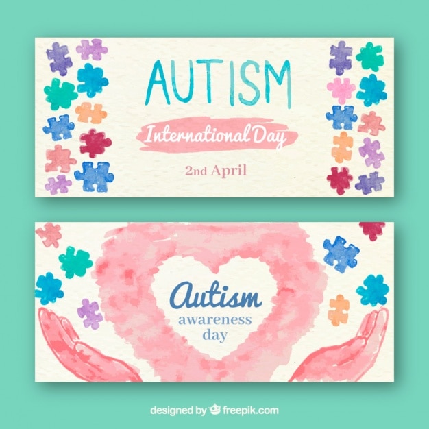 Autisme dag aquarel banners