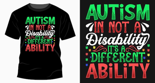 Autisme is geen handicap, het is een ander vermogen typografie t-shirtontwerp eps svg