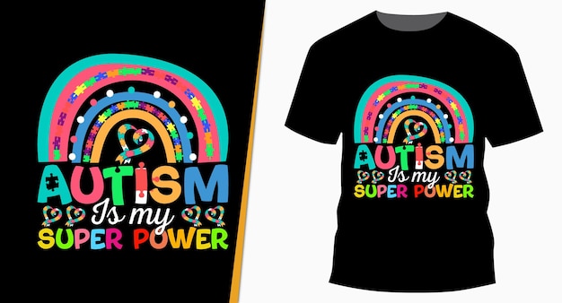 Autisme is mijn superkracht Autisme schattig regenboog T-shirtontwerp