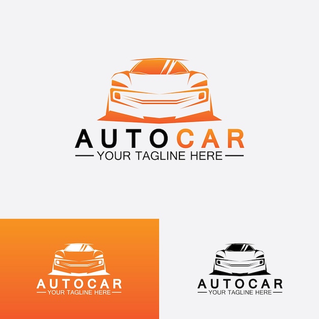 Auto auto logo ontwerp met concept sportwagen voertuig pictogram silhouettevector illustratie ontwerpsjabloon