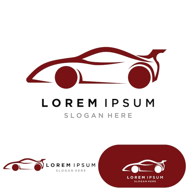Auto auto logo ontwerp met concept sportwagen voertuig pictogram silhouetteVector illustratie ontwerpsjabloon