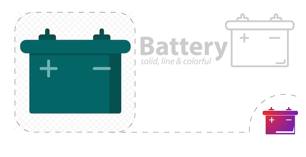 Auto batterij geïsoleerd vlakke afbeelding auto batterij lijn icoon