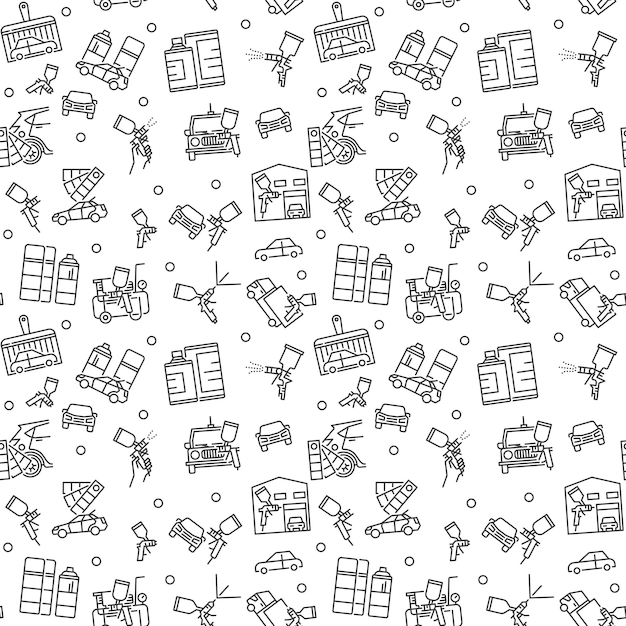 Auto Body Painting vector concept minimal outline seamless pattern