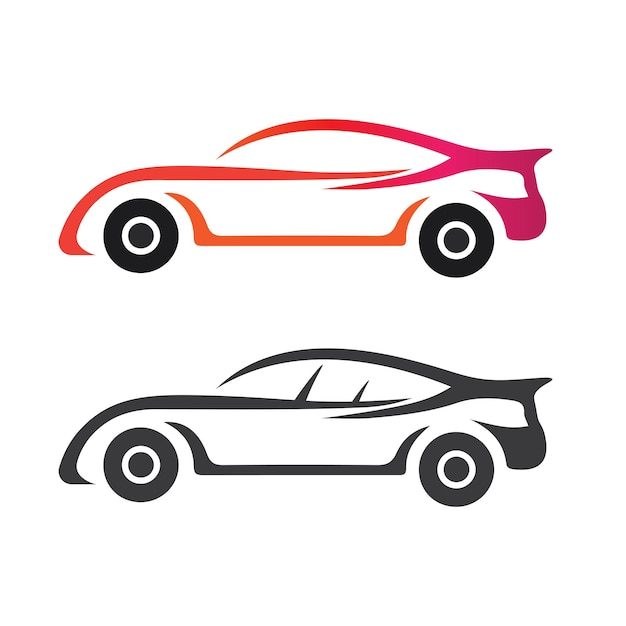 Vettore design del logo dell'auto con silhouette dell'icona del veicolo sportivo di concetto modello di progettazione dell'illustrazione di vettore