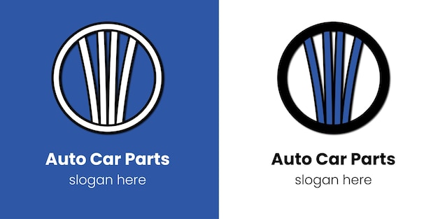 Auto Car Parts logo geometrisch ontwerp inspiratie geïsoleerd op witte en blauwe achtergrond vector