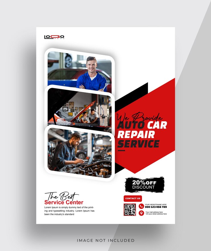 Auto Car Repair Service flyer professional auto car repair service leaflet design template