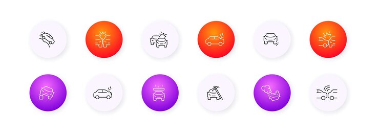 Auto characteristics Flat color technological characteristics of autoVector icons