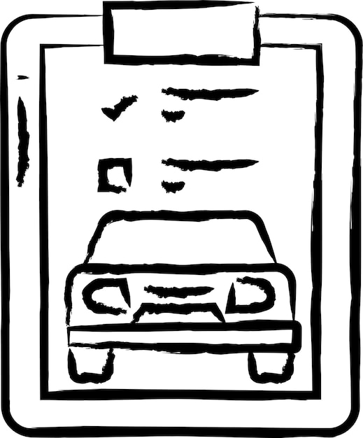Auto checklist hand getekende vectorillustratie