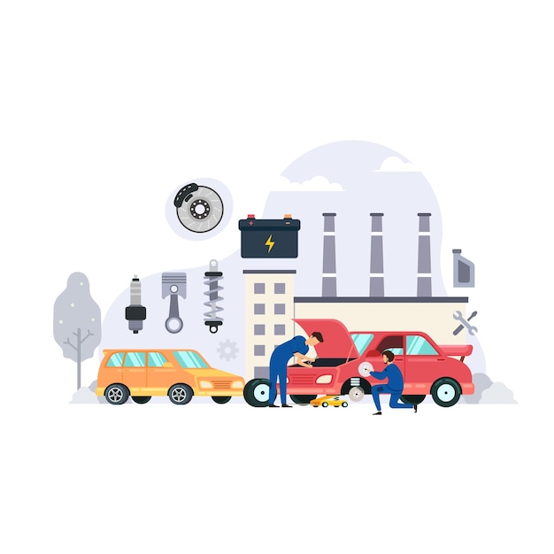 Auto componenten industrie ontwerp concept vectorillustratie