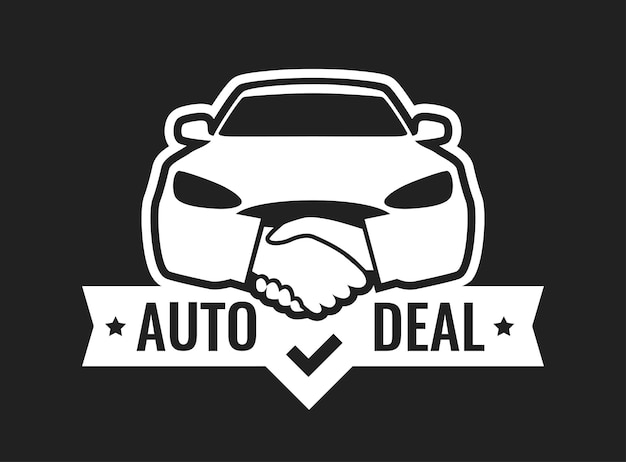 Vector auto deal logo for car dealership isolated on black color