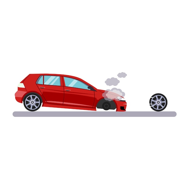 Auto- en transportprobleem met een wiel. Platte vectorillustratie