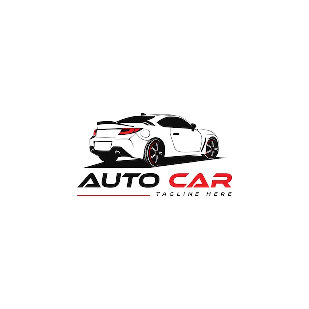 Auto gestileerd auto logo ontwerp met sport concept vectorillustratie