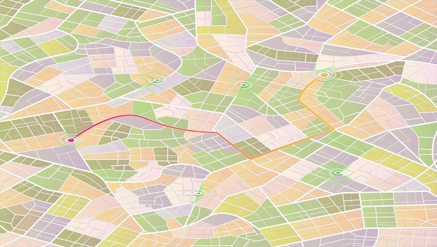 Vector auto gps-navigatiescherm. dashboard voor locatietracks. stadsstraten en afstandsgegevens. isometrisch